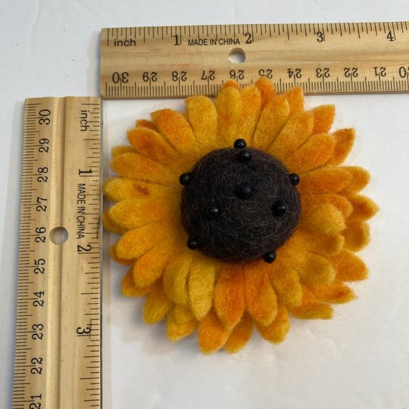 Sunflower 100% Wool Felt Beads 3" Crafts Applique Embellishments Needle Felting - Picture 3 of 12